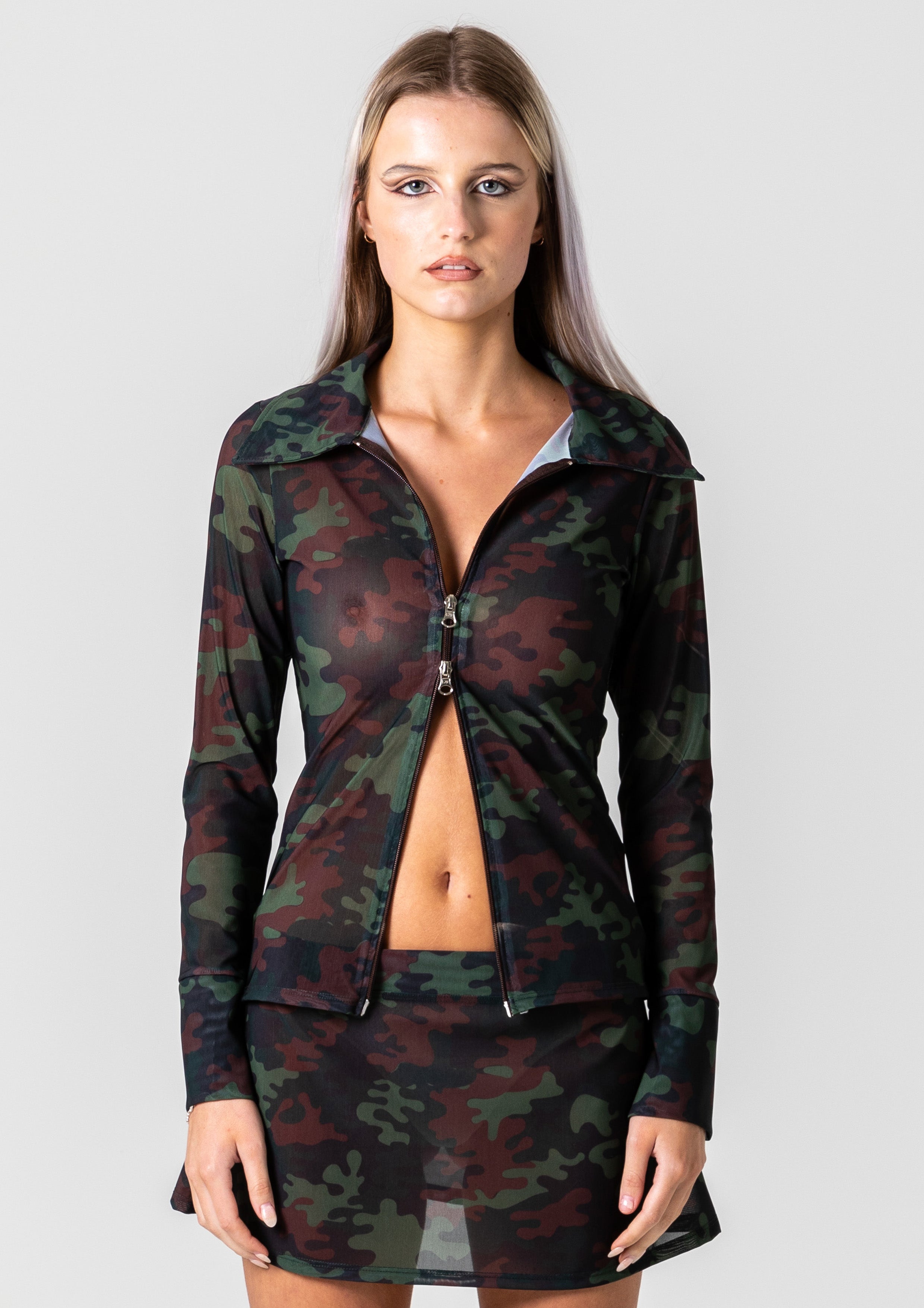 MERMAID ZIP SHIRT - CAMO