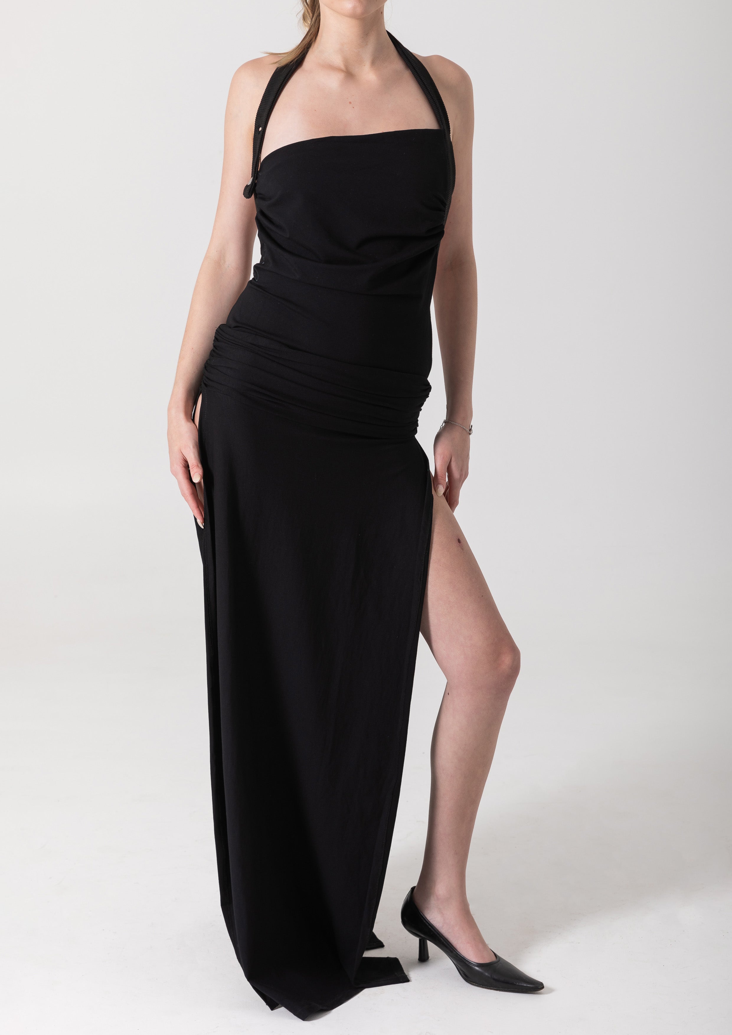 WHYNTER ASYMMETRICAL MAXI - BLACK