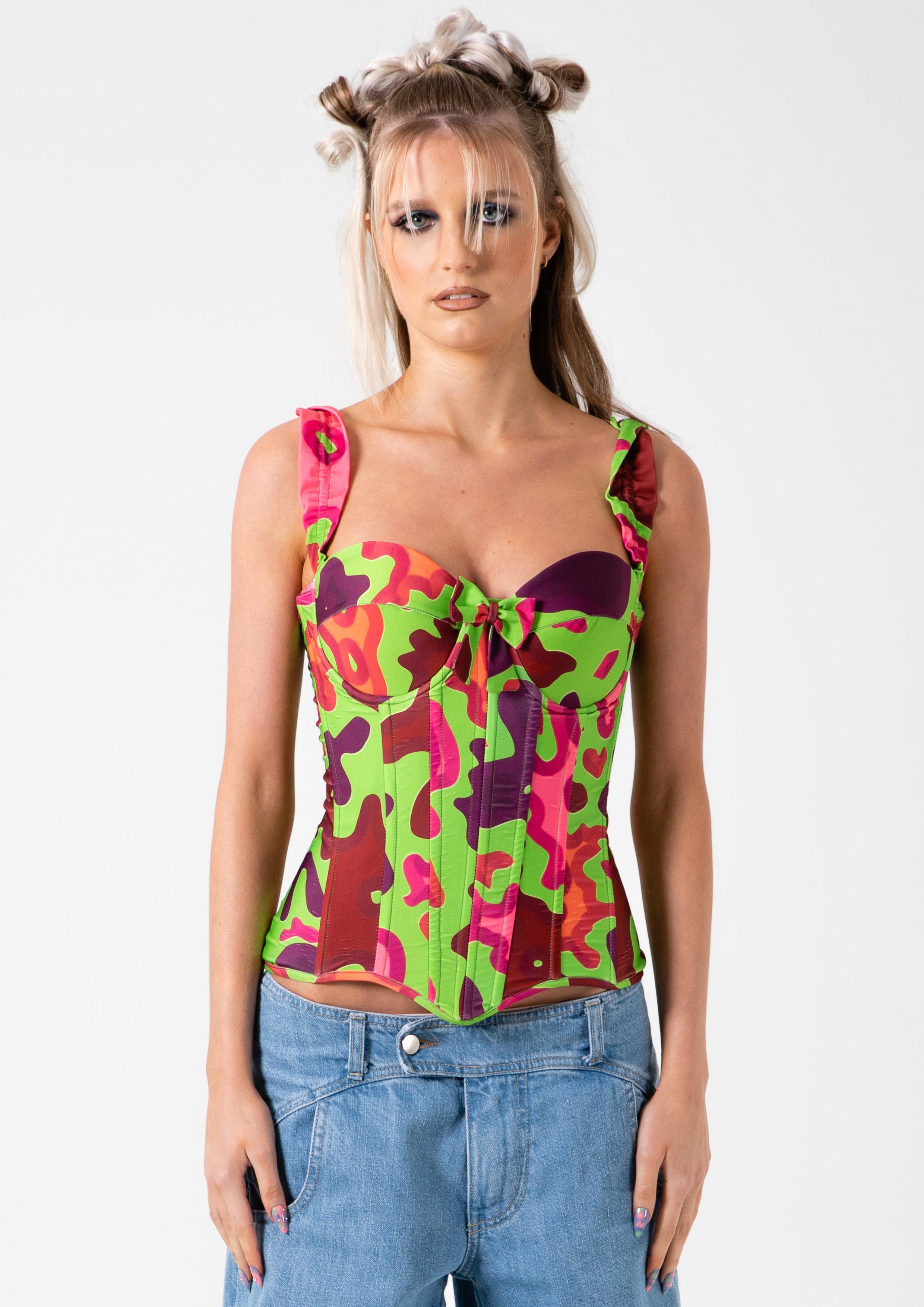 BAMBI CORSET - 80S FLOWER GREEN