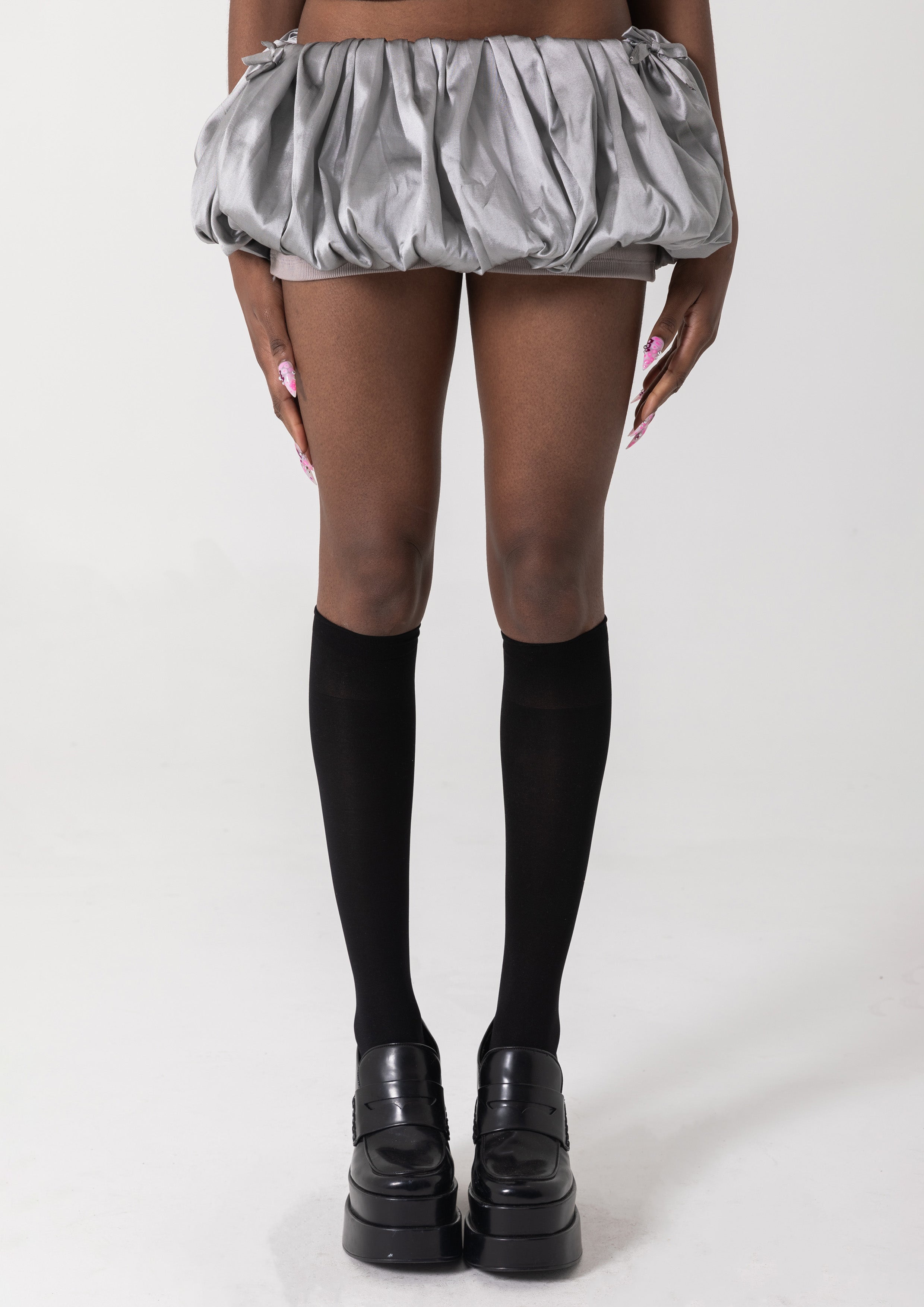 TAFFETA BUBBLE SKORT - SILVER