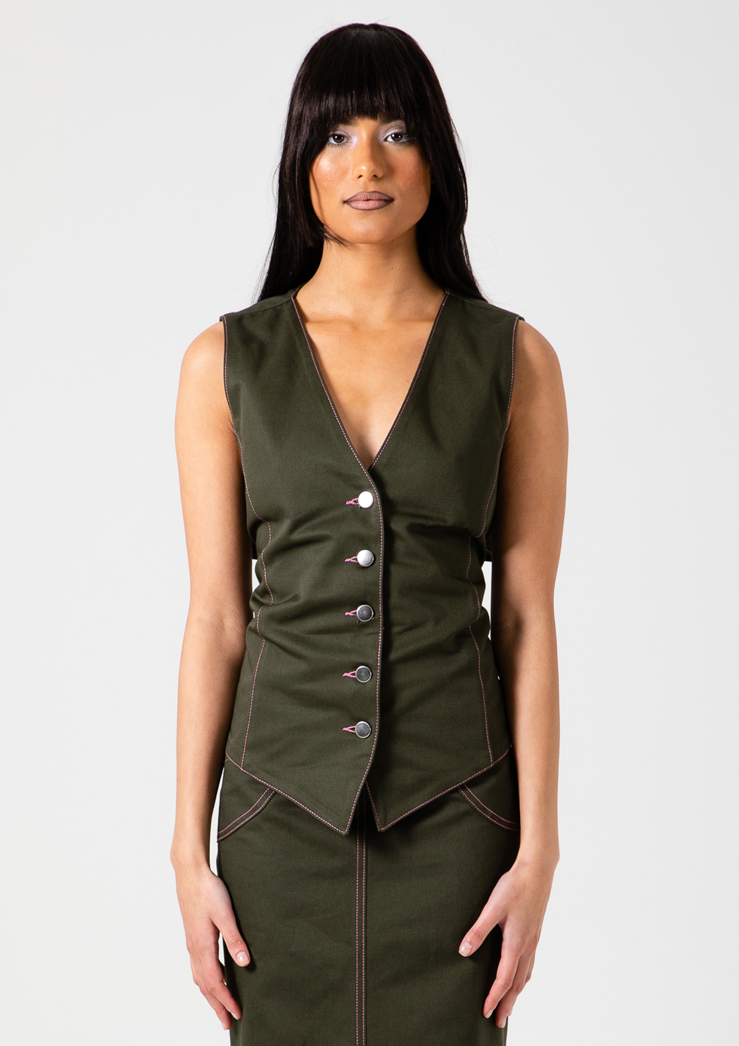 CLARE VEST - KHAKI