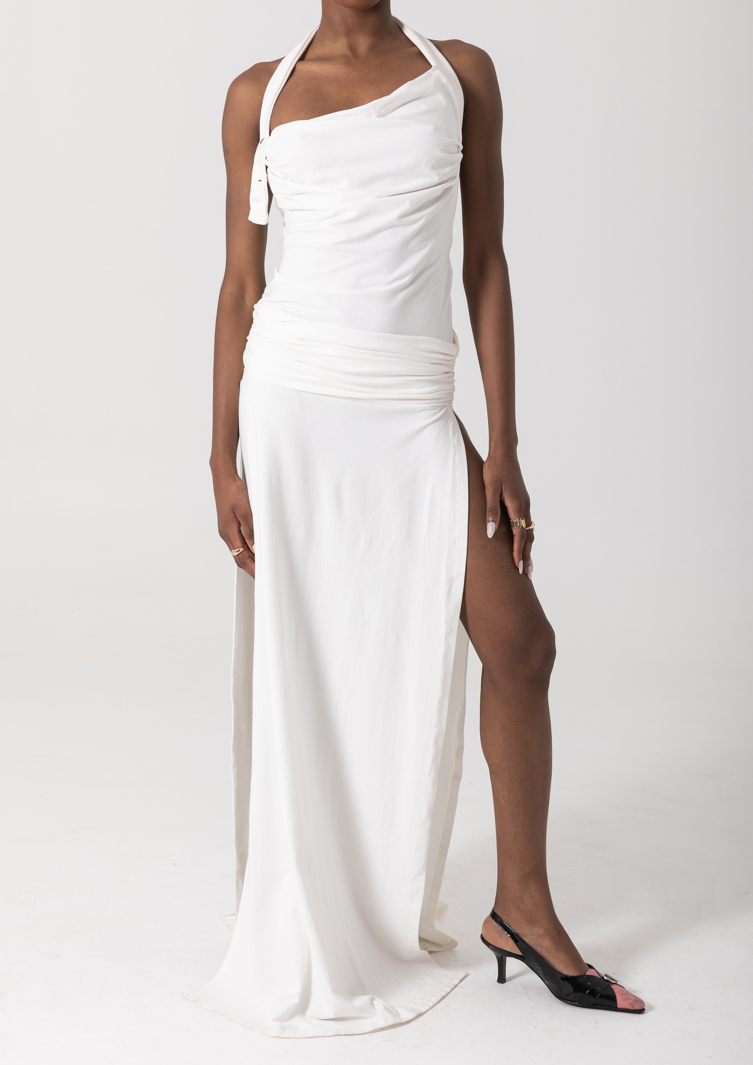 WHYNTER ASYMMETRICAL MAXI - WHITE