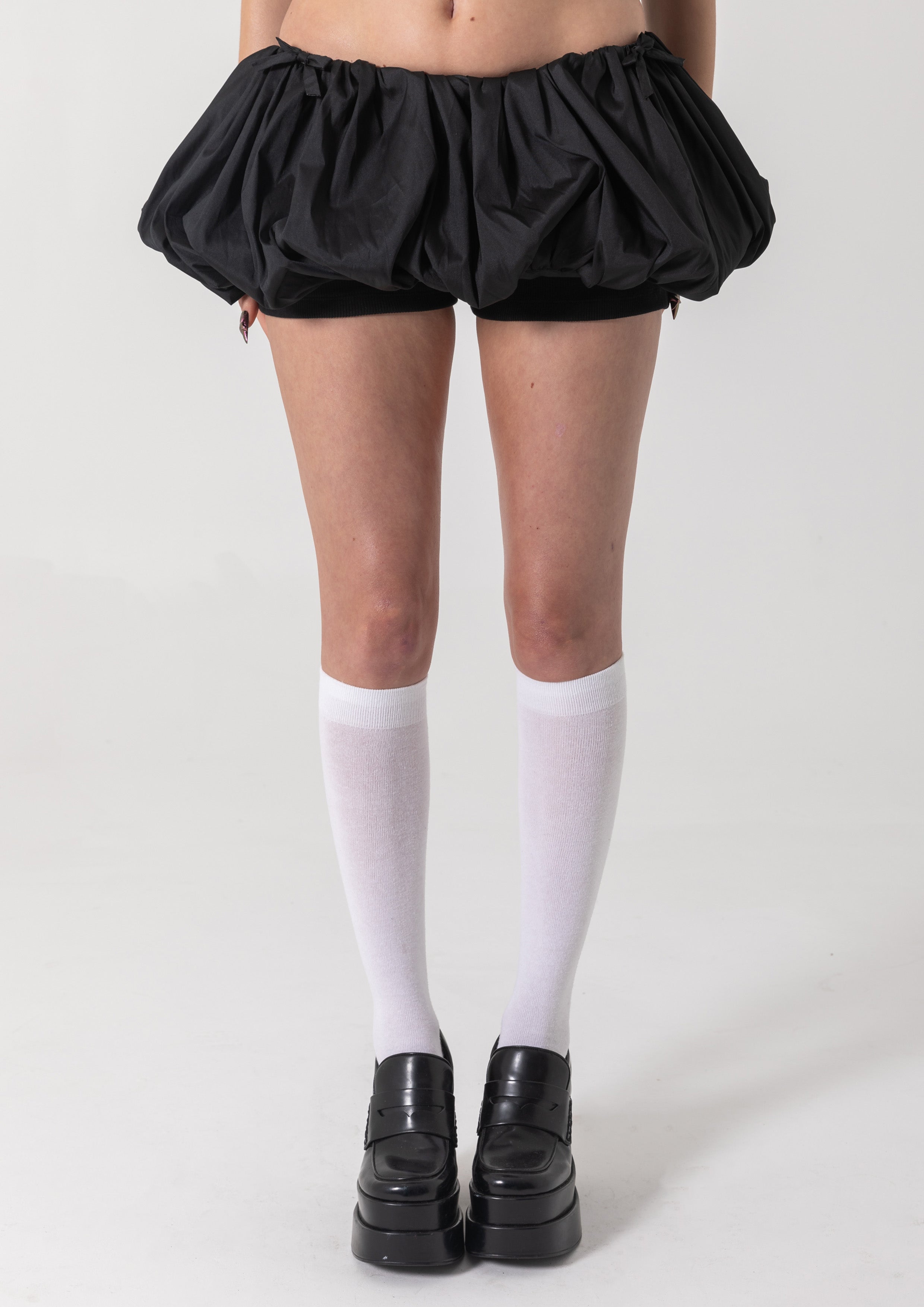 TAFFETA BUBBLE SKORT - BLACK