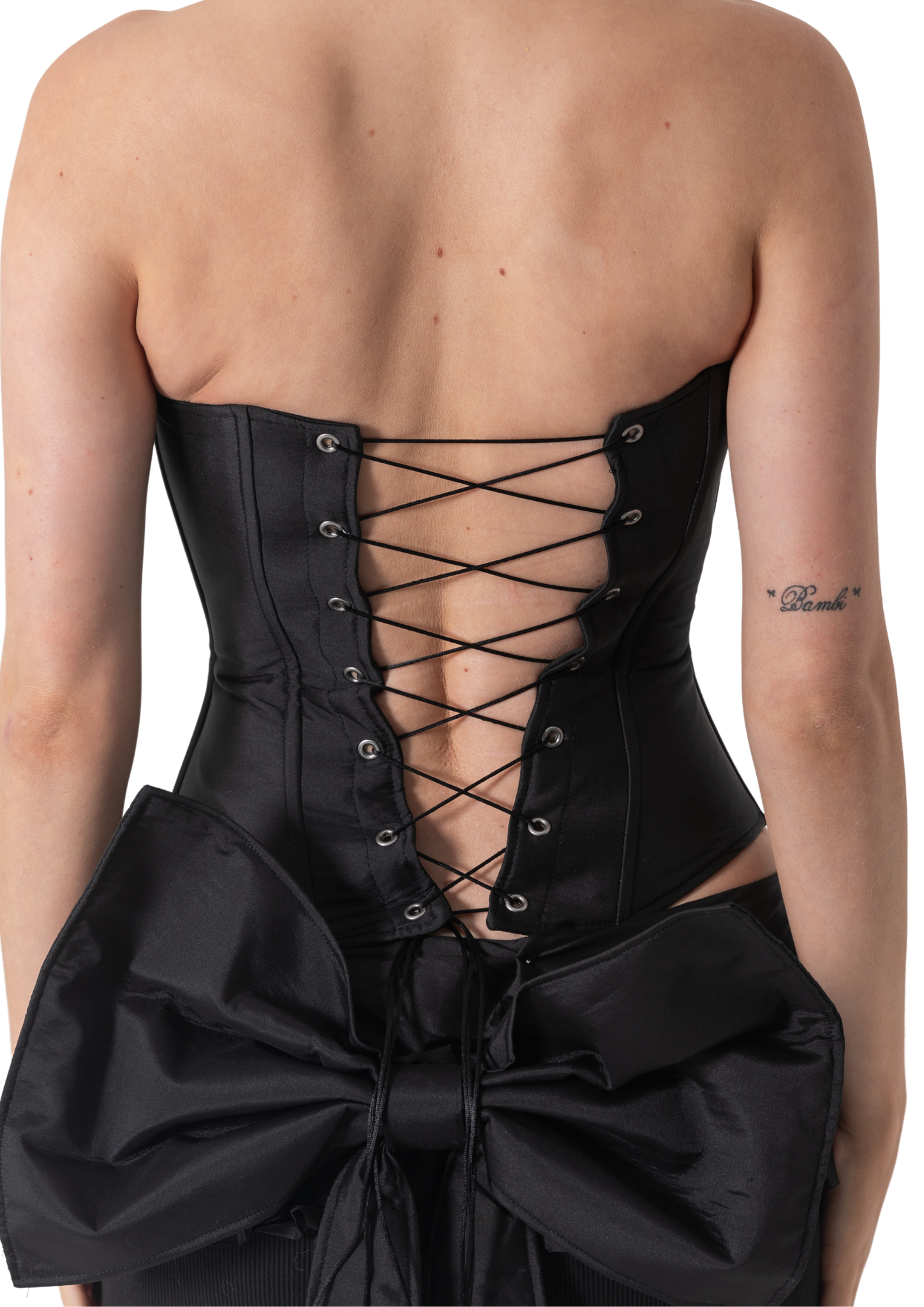 TAFFETA BOW CORSET - BLACK