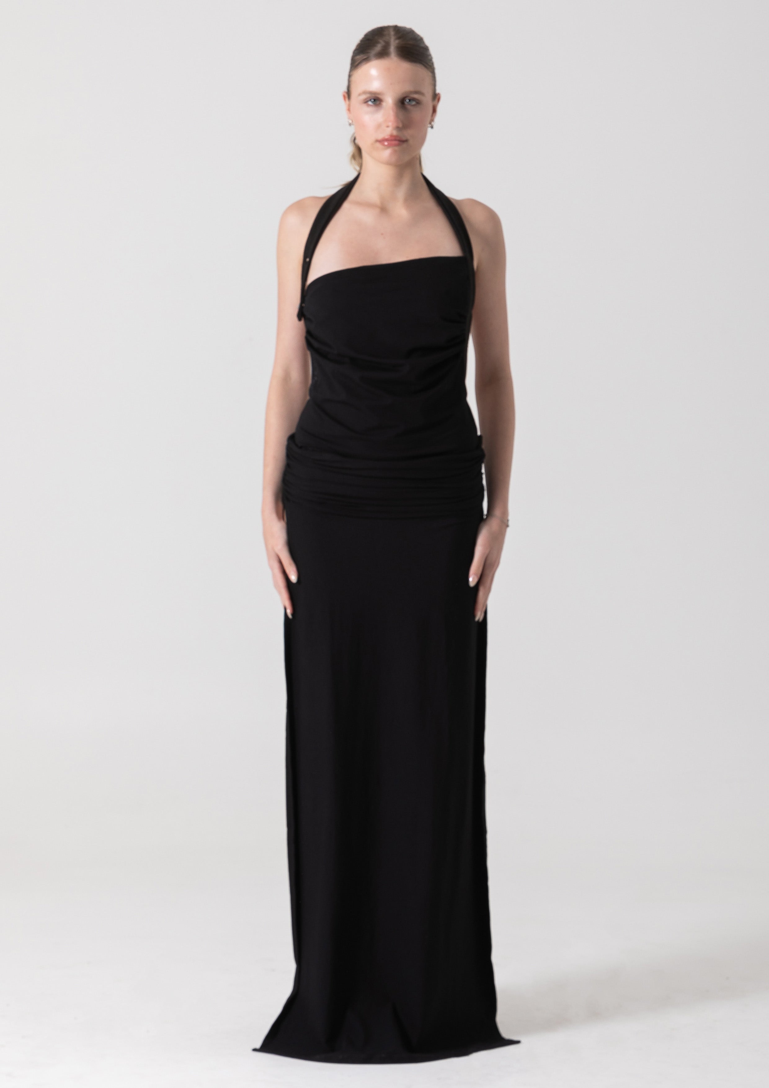 WHYNTER ASYMMETRICAL MAXI - BLACK