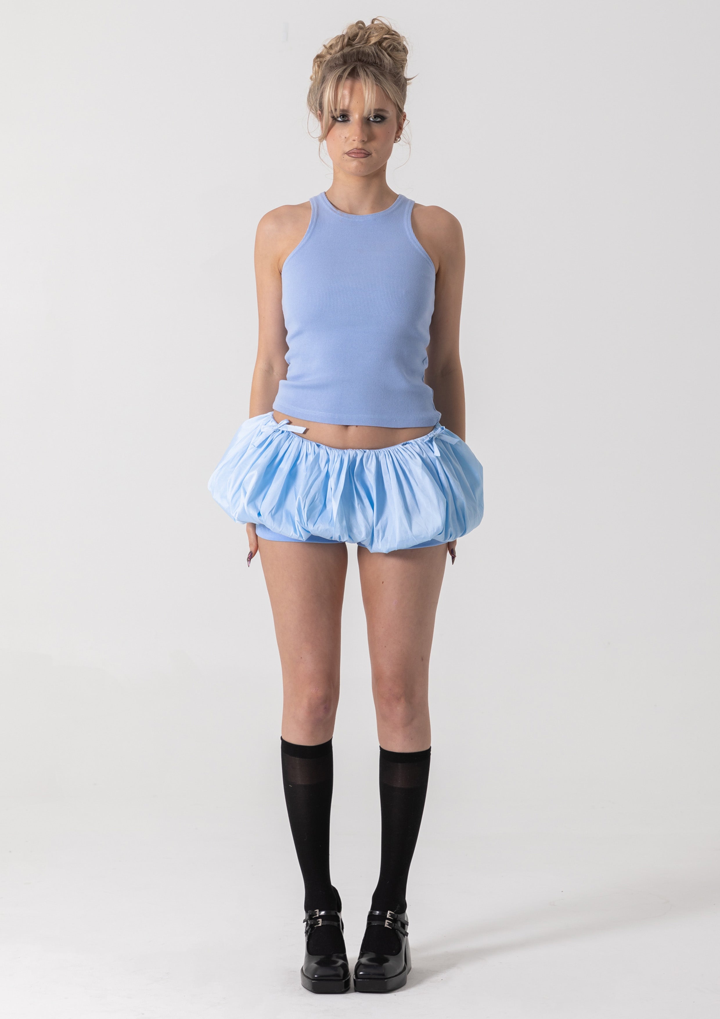 TAFFETA BUBBLE SKORT - BLUE