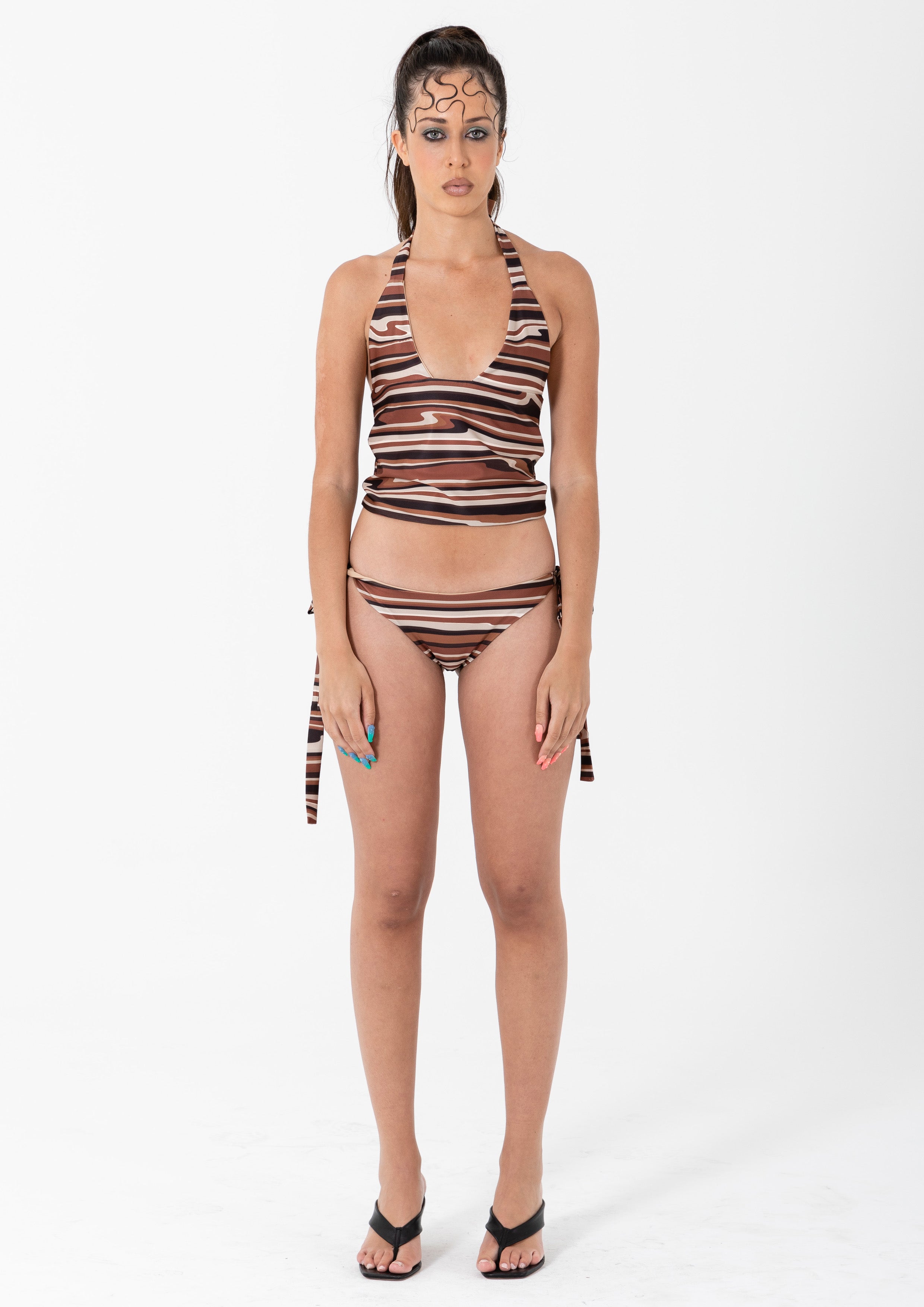 TANKINI BOTTOM - BROWN STRIPE