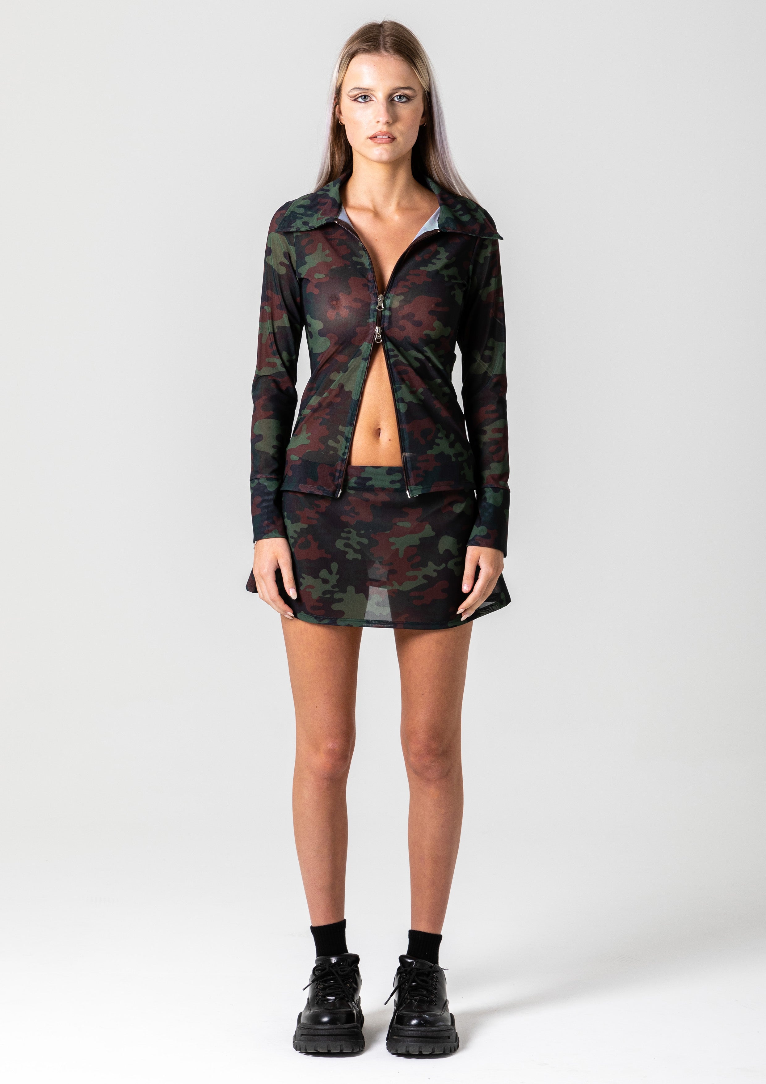 MERMAID ZIP SHIRT - CAMO