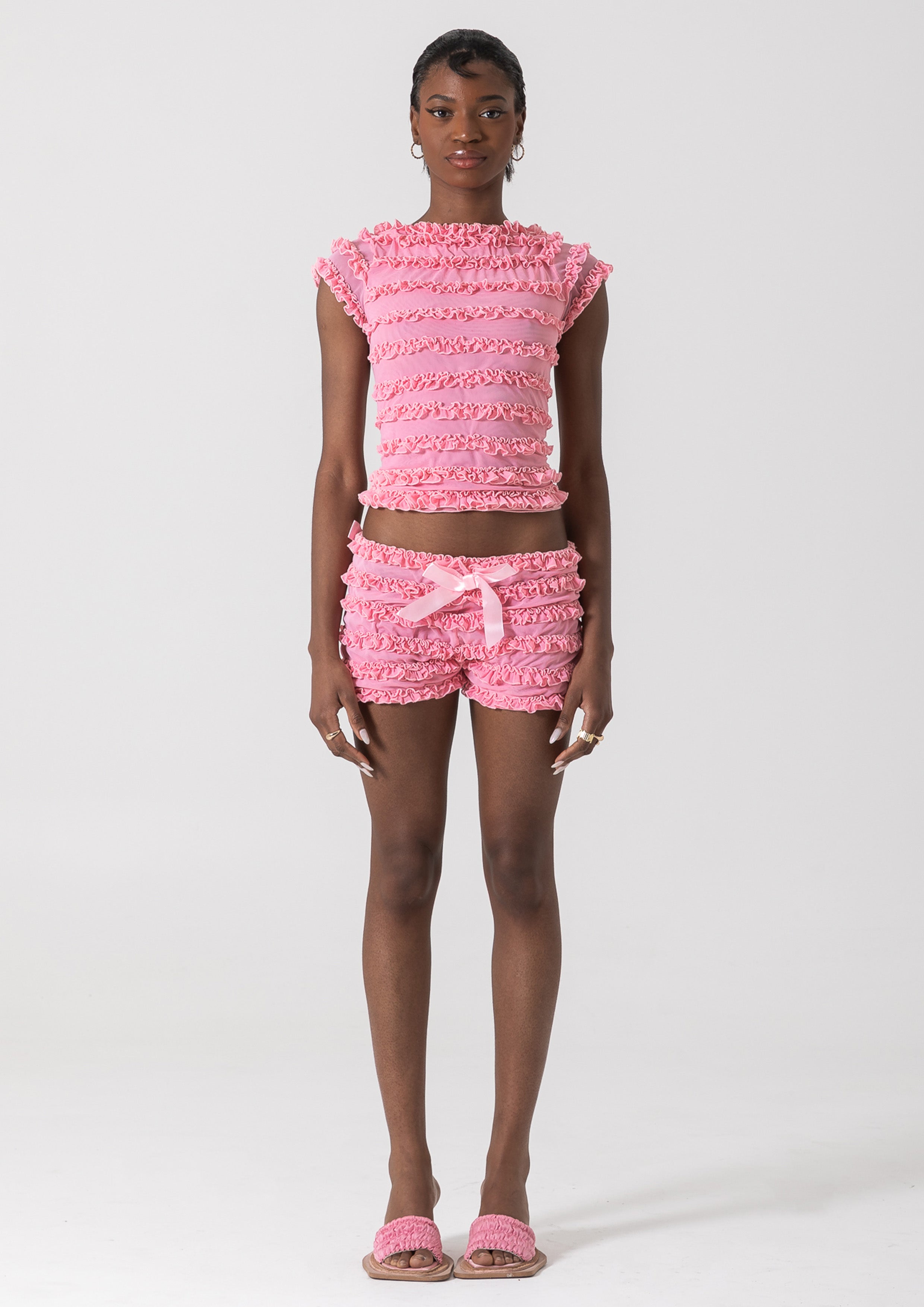 AMELIA RUFFLE SHORT - PINK