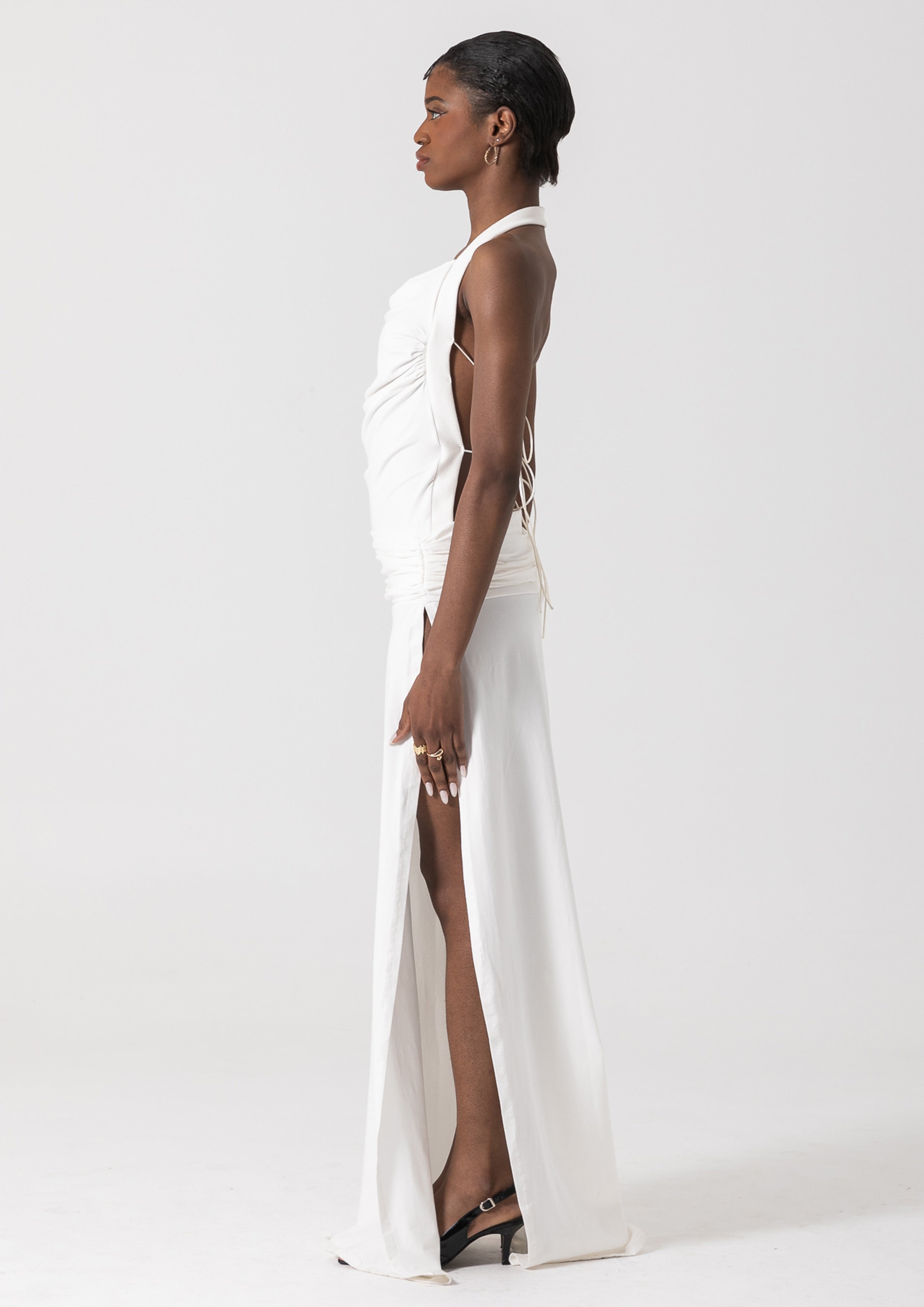 WHYNTER ASYMMETRICAL MAXI - WHITE