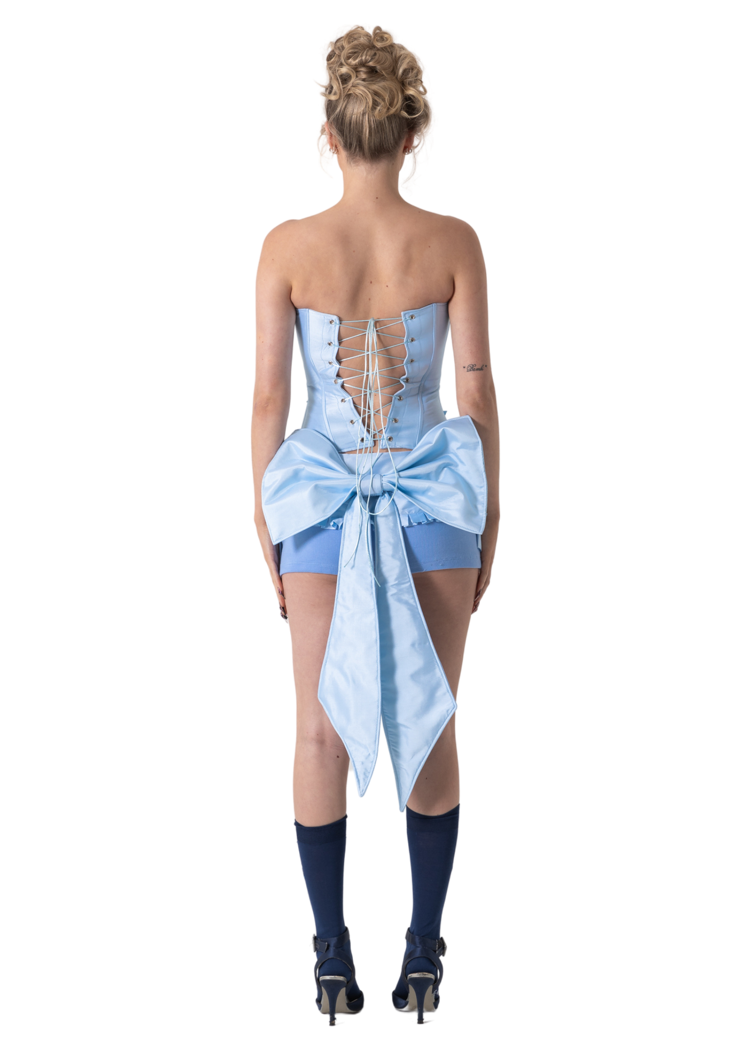 TAFFETA BOW CORSET - BLUE