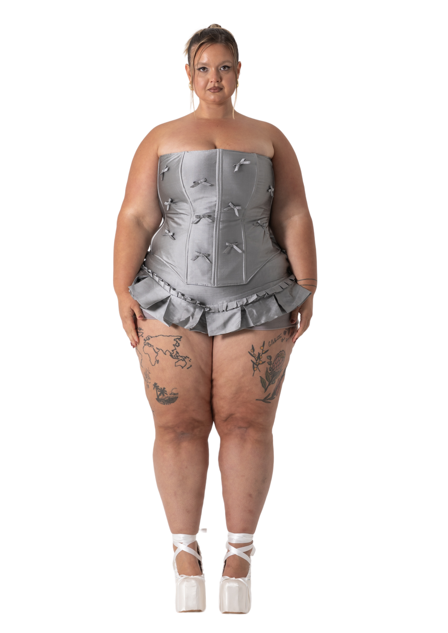 TAFFETA BOW SKORT - SILVER