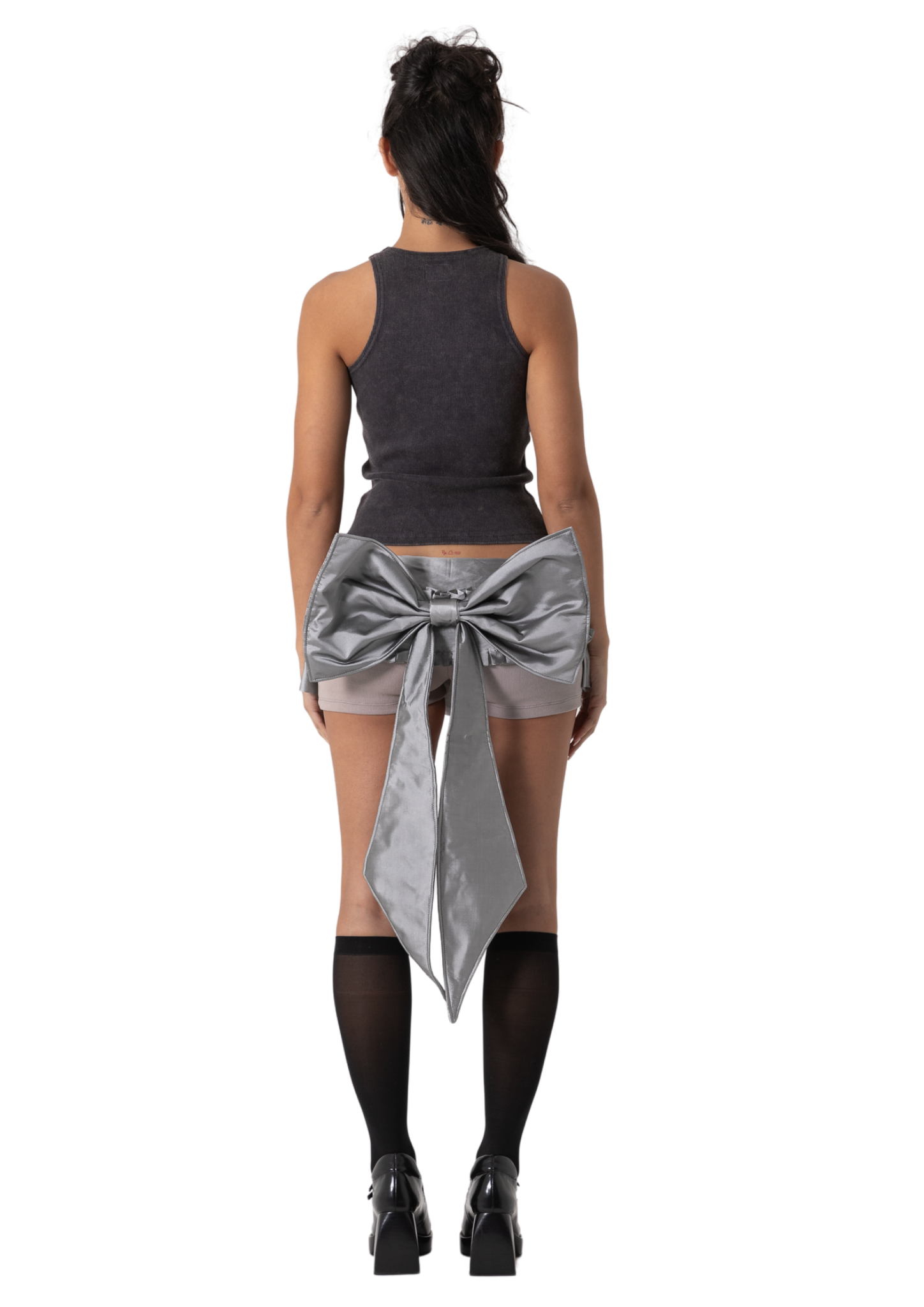 TAFFETA BOW SKORT - SILVER