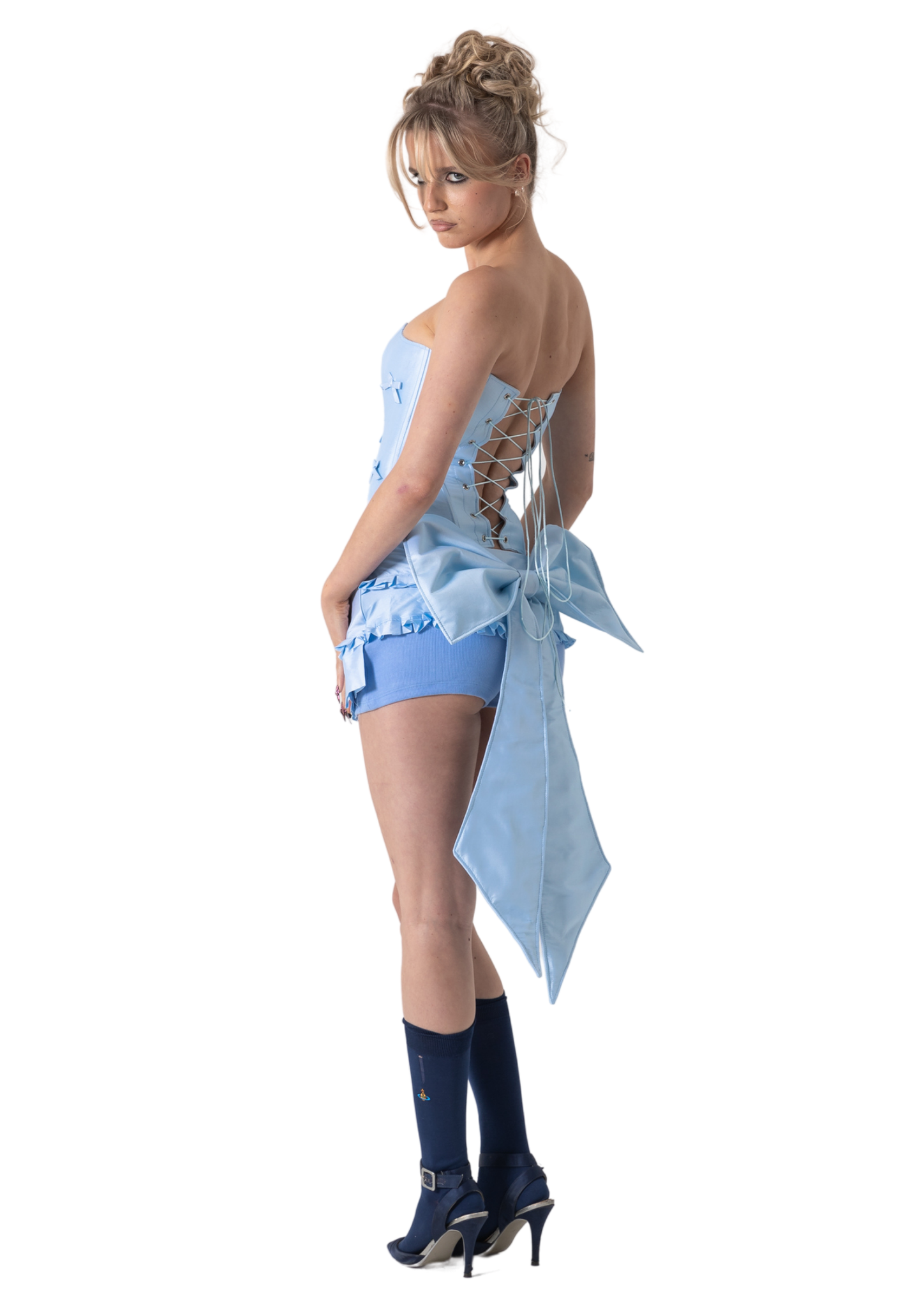 TAFFETA BOW CORSET - BLUE