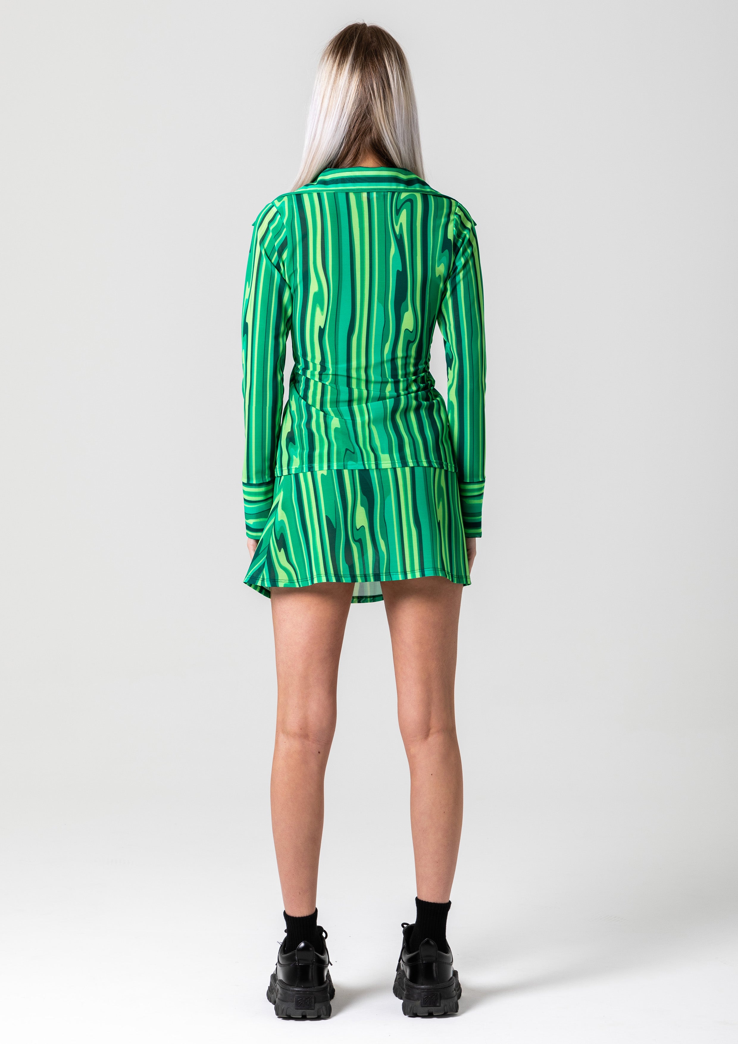 MERMAID ZIP SHIRT - GREEN STRIPE