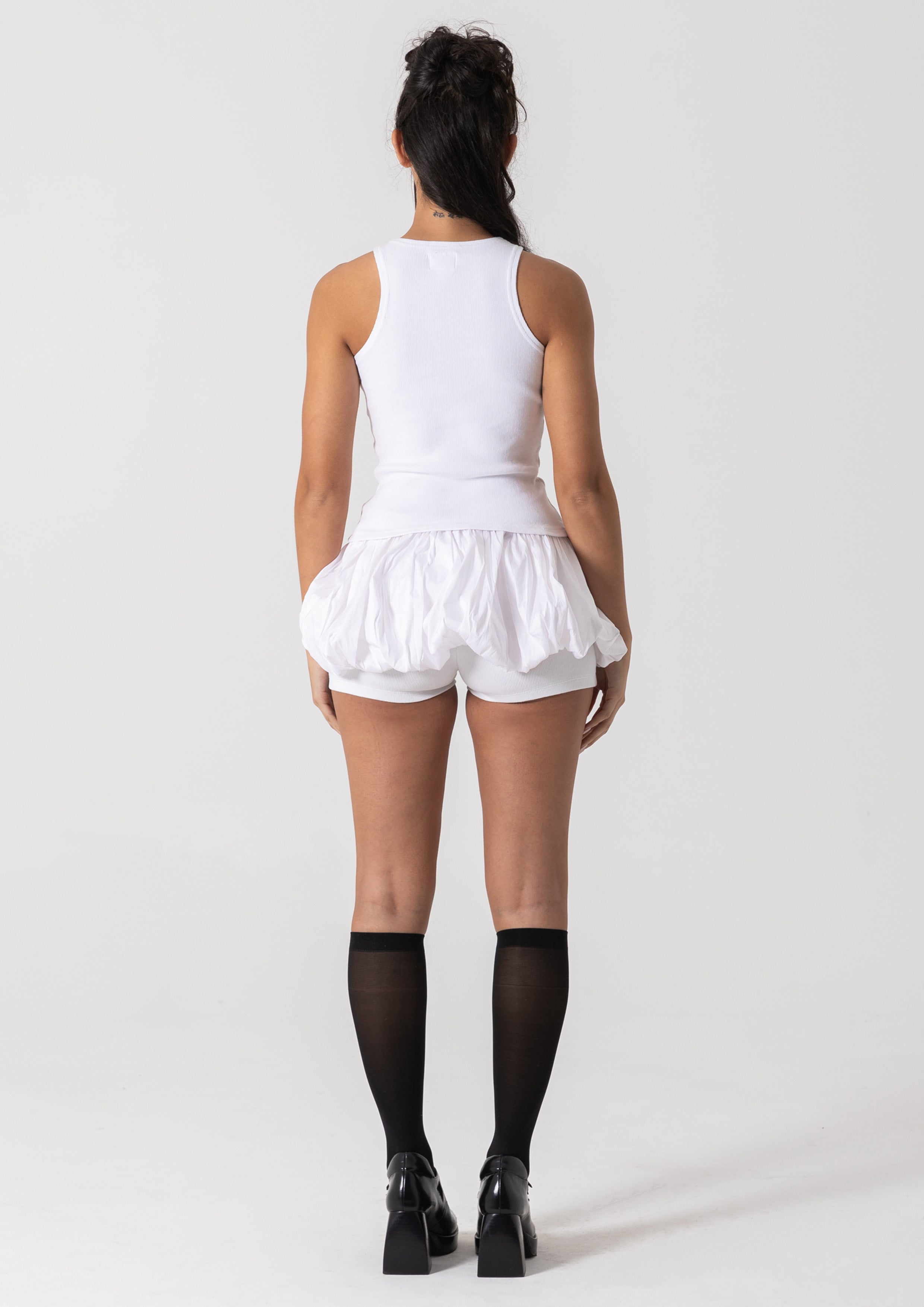 TAFFETA BUBBLE SKORT - WHITE