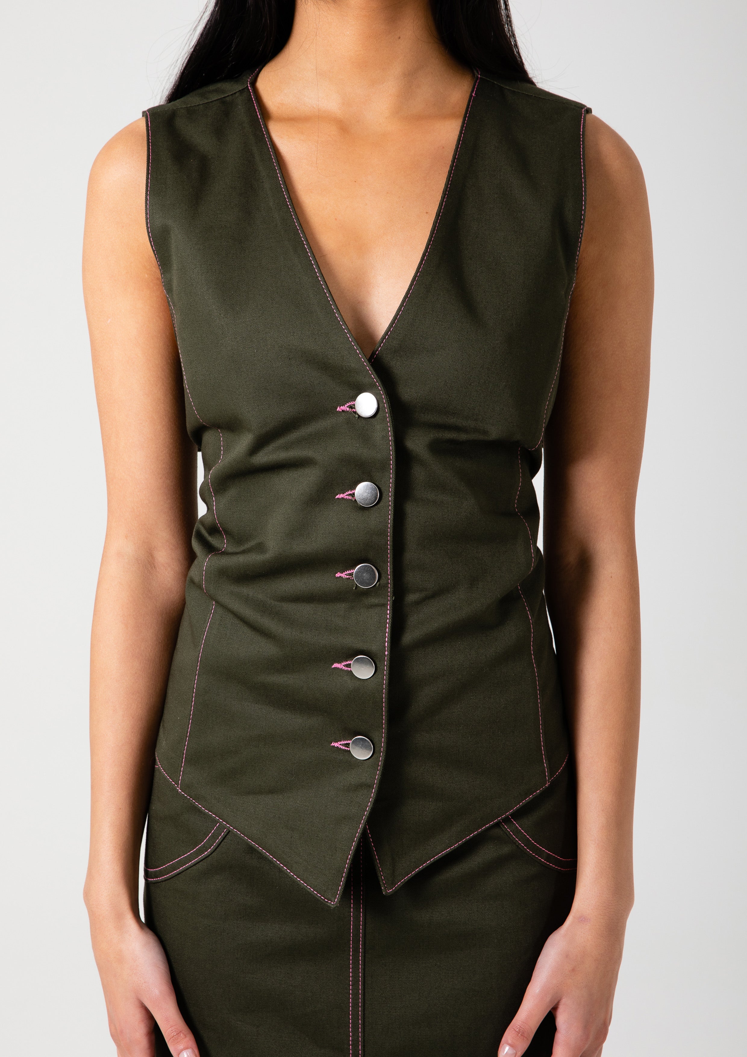 CLARE VEST - KHAKI