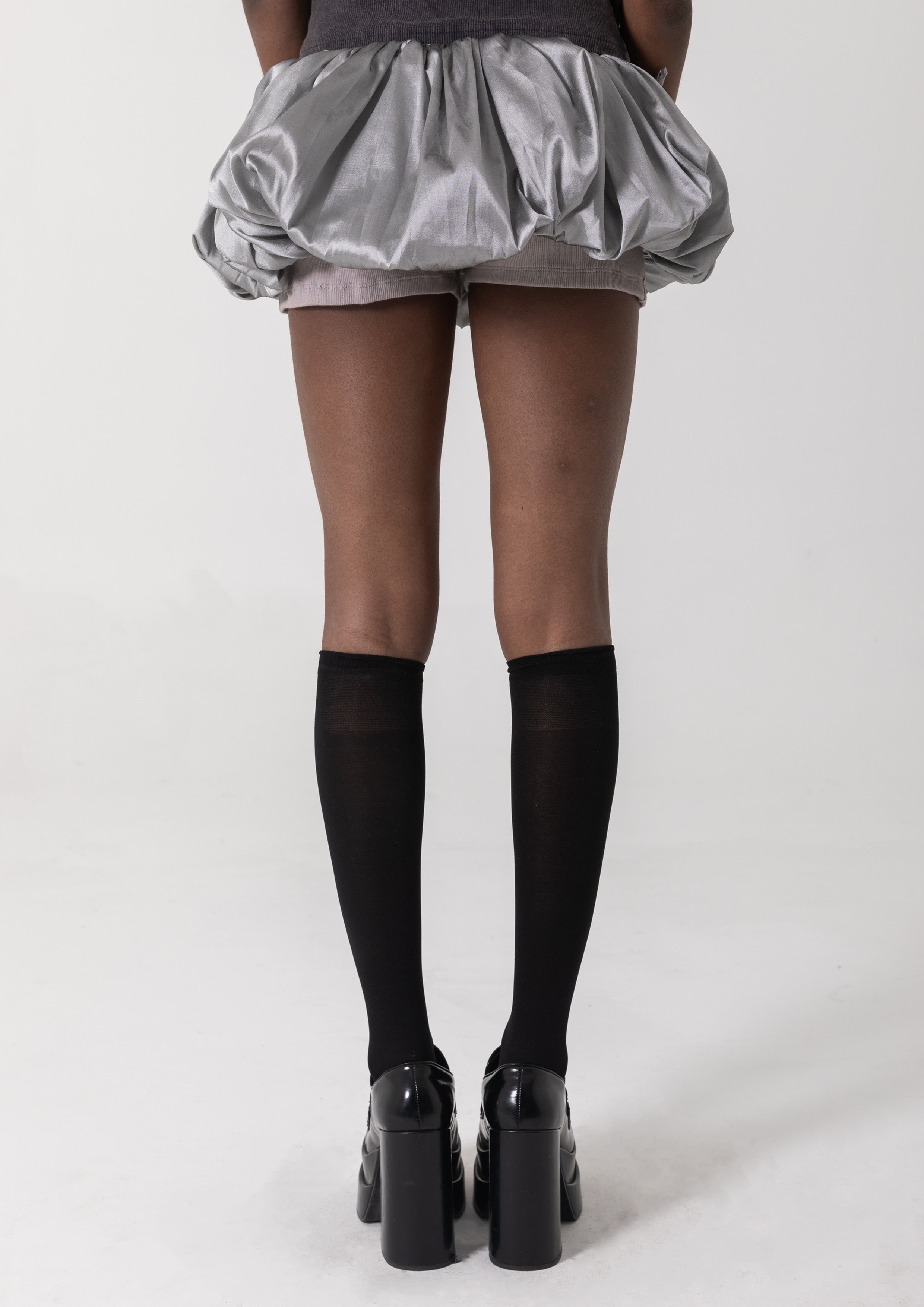 TAFFETA BUBBLE SKORT - SILVER