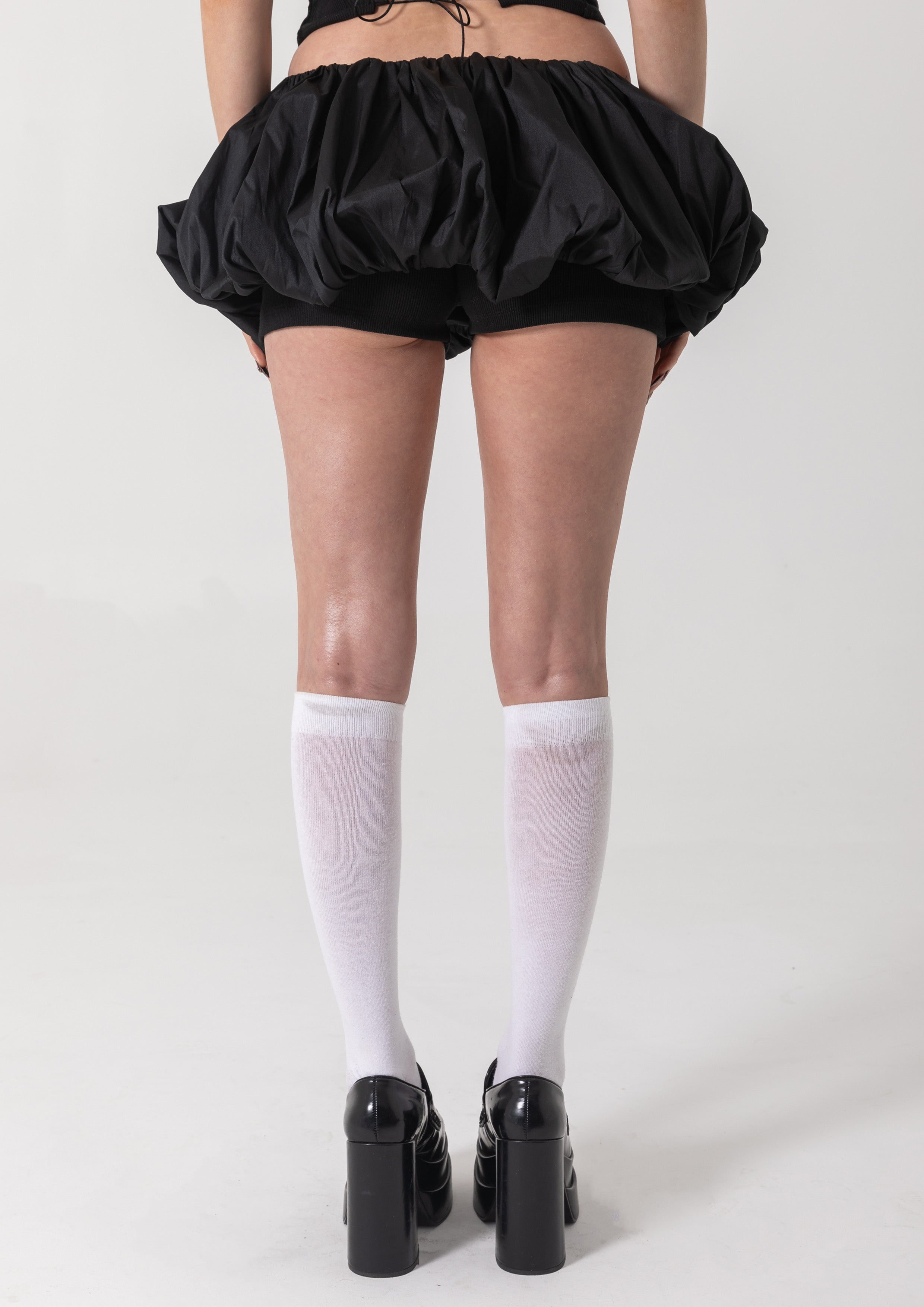 TAFFETA BUBBLE SKORT - BLACK